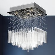 W33261C16-CL Torrent 5 Light Chrome Finish and Clear Crystal Flush Mount Ceiling Light