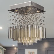 W33261C16-GT Torrent 5 Light Chrome Finish and Golden Teak Crystal Flush Mount Ceiling Light - Discontinued