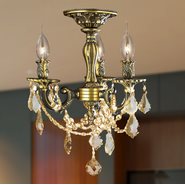 W33302BP13-GT Windsor 3 Light Antique Bronze Finish Golden Teak Crystal Semi Flush Mount