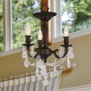 W33302F13-CL Windsor 3 Light Flemish Brass Finish Clear Crystal Ceiling Light