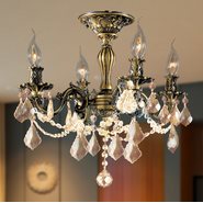 W33303BP17-GT Windsor 4 Light Antique Bronze Finish and Golden Teak Crystal Semi Flush Mount