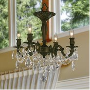 W33303F17-CL Windsor 4 Light Flemish Brass Finish Clear Crystal Ceiling Light