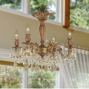 W33303FG17-GT Windsor 4 light French Gold Finish and Golden Teak Crystal Semi Flush Mount