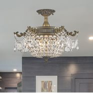 W33354B20-CL Winchester 3 Light Antique Bronze Finish Crystal Semi Flush Mount Ceiling Light