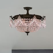 W33354F20-CL Winchester 3 Light Flemish Brass Finish Crystal Semi Flush Mount Ceiling Light
