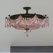W33354F30-CL Winchester 10 Light Flemish Brass Finish with Clear Crystal Flush Mount