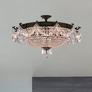 W33354F36 Winchester 12 Light Flemish Brass Finish with Clear Crystal Flush Mount