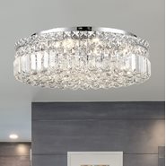 W33508C20 Cascade 6 Light Chrome Finish and Clear Crystal Flush Mount Ceiling Light