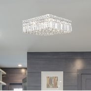 W33517C14 Cascade 4 Light Chrome Finish and Clear Crystal Flush Mount Ceiling Light