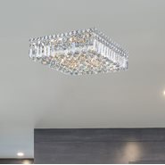 W33518C16 Cascade 6 Light Chrome Finish and Clear Crystal Flush Mount Ceiling Light