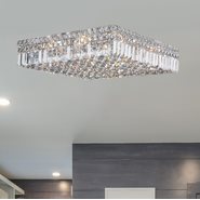 W33519C20 Cascade 12 Light Chrome Finish and Clear Crystal Flush Mount Ceiling Light