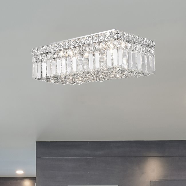 W33528C16 Cascade 4 Light Chrome Finish with Clear Crystal Ceiling Light