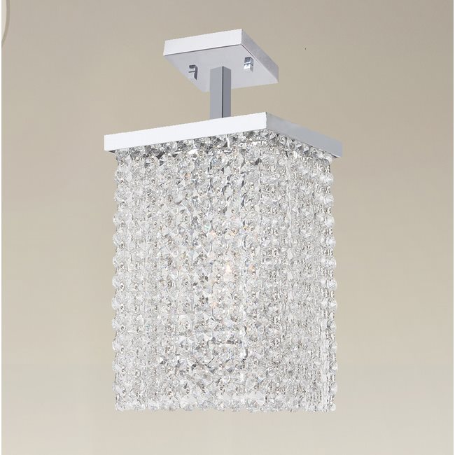 W33732C6 Prism 1 Light Chrome Finish Crystal String Semi Flush Mount Ceiling Light - Discontinued