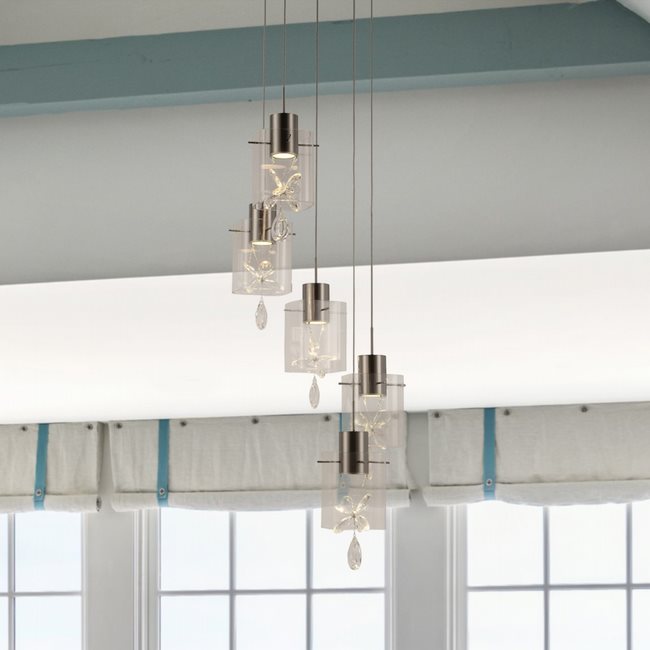 w33819mn17 Papillon 5 Light Matte Nickel Finish LED Ceiling Light