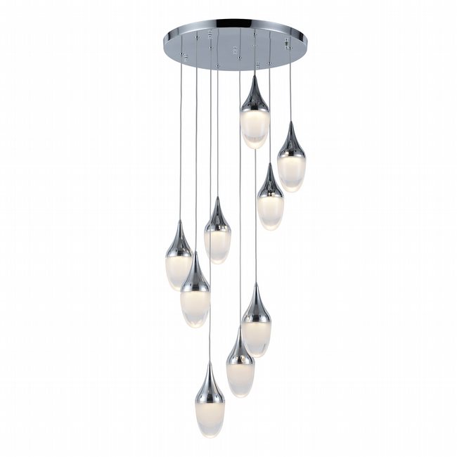 w33838c18 Droplet 9 Light Chrome Finish LED Ceiling Light