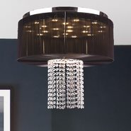 W33954C20-BK Alice 9 Light Chrome Finish Crystal LED Flush Mount with Black String Shade - Discontinued