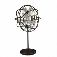 w53190f18-gt Armillary 18 in. D x 33 in. H Dark Bronze Finish with Clear Crystal Foucault's Orb Table Lamp Large