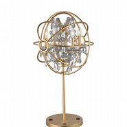 w53190mg18-cl Armillary 18 in. D x 33 in. H  Matte Gold Finish with Clear Crystal Foucault's Orb Table Lamp Large