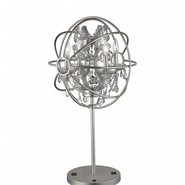 w53190mn18-cl Armillary 18 in. D x 33 in. H  Matte Nickel Finish with Clear Crystal Foucault's Orb Table Lamp Large