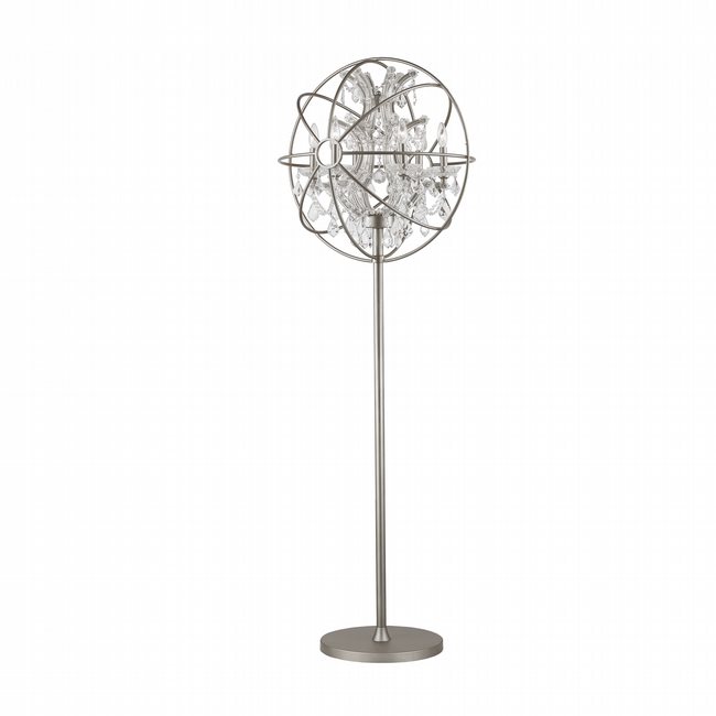 w63190mn24-cl Armillary 24 in. D x 69 in. H  Matte Nickel Finish with Clear Crystal Foucaults Orb Table Lamp Large