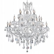 W83003C38 Maria Theresa 28 light Chrome Finish with Clear Crystal Chandelier