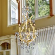 W83004G12 Maria Theresa 4 light Gold Finish with Double Cut Clear Crystal Chandelier