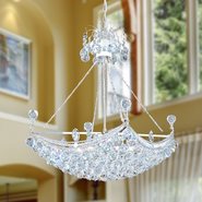 W83025C20 Empire 6 Light Chrome Finish and Clear Crystal Chandelier