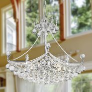 W83025C24 Empire 6 Light Chrome Finish and Clear Crystal Chandelier