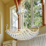 W83025G20 Empire 6 light Gold Finish with Clear Crystal Chandelier