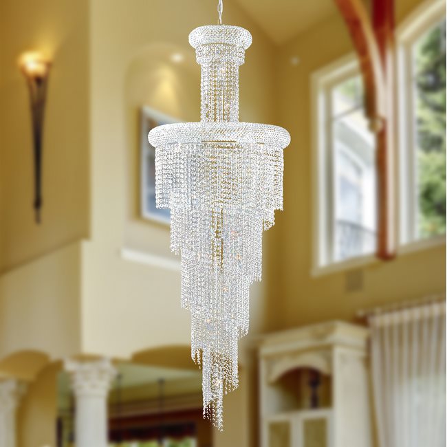 W83029C22 Empire 22 Light Chrome Finish and Clear Crystal Chandelier