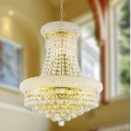 W83030G16 Empire 8 Light Gold Finish and Clear Crystal Chandelier
