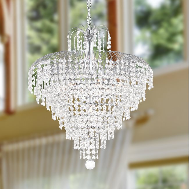 W83031C20 Empire 7 Light Chrome Finish and Clear Crystal Chandelier