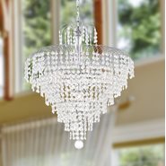 W83031C20 Empire 7 Light Chrome Finish and Clear Crystal Chandelier