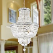 W83032C18 Empire 12 Light Chrome Finish and Clear Crystal Chandelier