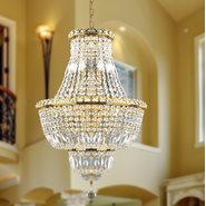W83032G18 Empire 12 light Gold Finish with Clear Crystal Chandelier