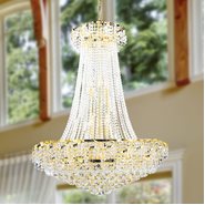W83034G30 Empire 18 Light Gold Finish and Clear Crystal Chandelier