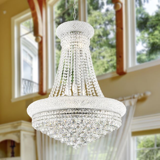 W83035C24 Empire 14 Light Chrome Finish and Clear Crystal Chandelier