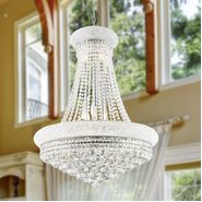W83035C24 Empire 14 Light Chrome Finish and Clear Crystal Chandelier