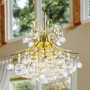 W83039G16 Empire 6 Light Gold Finish and Clear Crystal Mini Chandelier