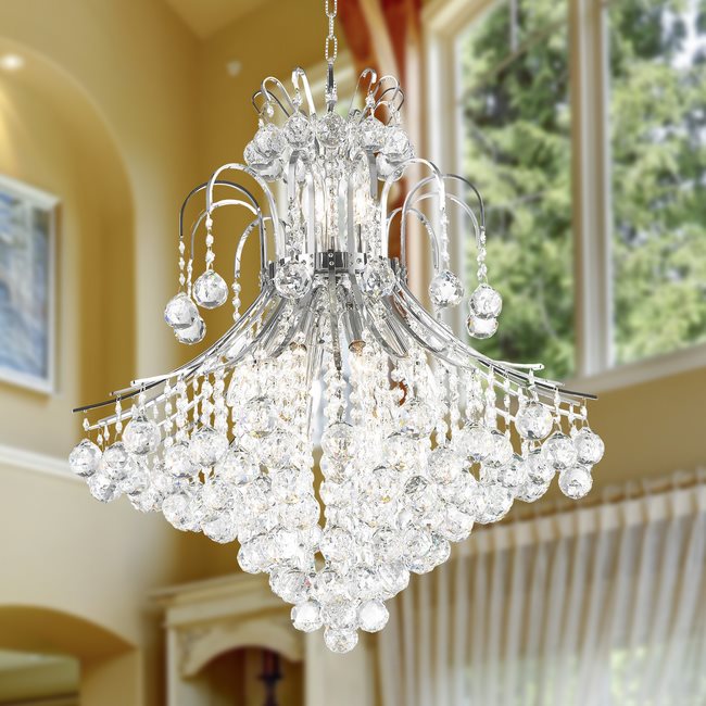 W83040C25 Empire 15 Light Chrome Finish and Clear Crystal Chandelier