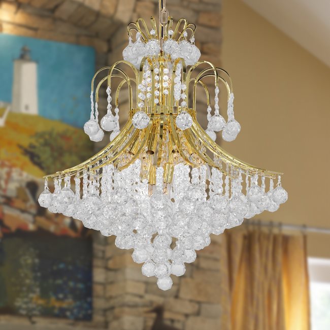W83040G25 Empire 15 Light Gold Finish and Clear Crystal Chandelier