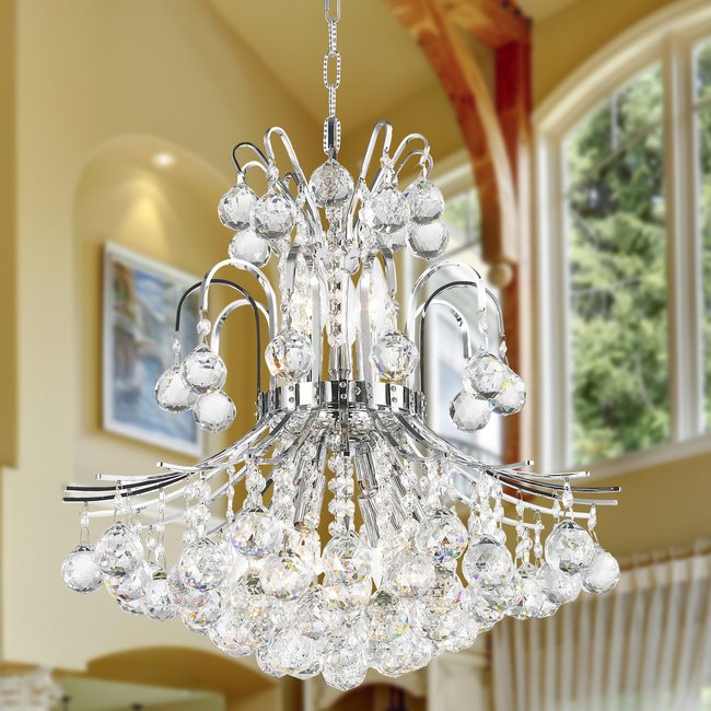 W83043C19 Empire 9 light Chrome Finish with Clear Crystal Chandelier