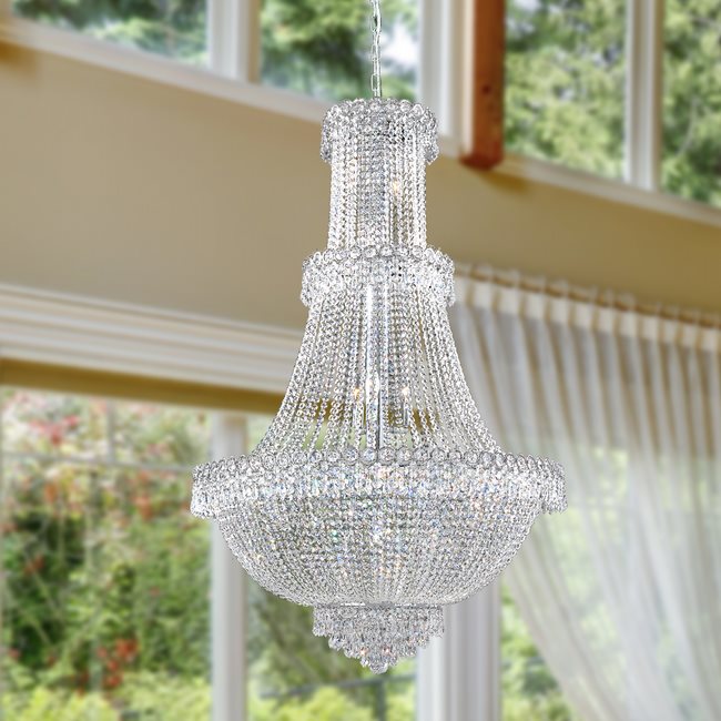 W83047C30 Empire 17 light Chrome Finish with Clear Crystal Chandelier