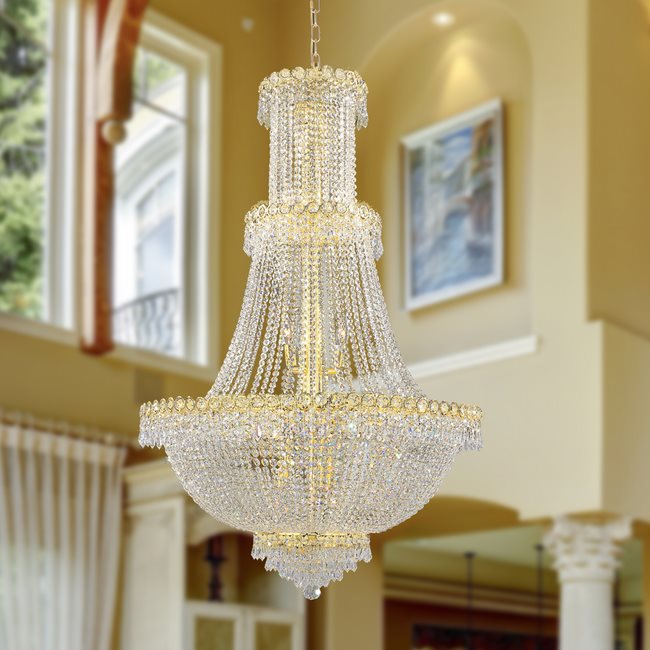 W83047G30 Empire 17 Light Gold Finish and Clear Crystal Chandelier
