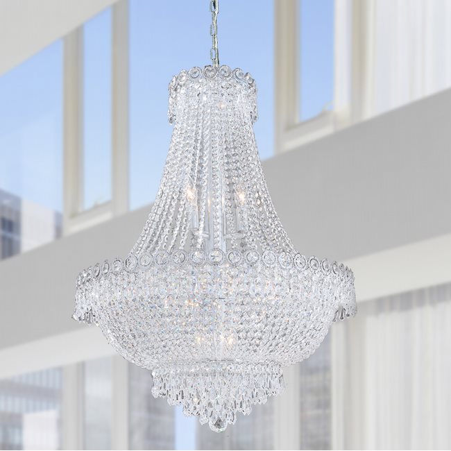 W83048C24 Empire 12 light Chrome Finish with Clear Crystal Chandelier