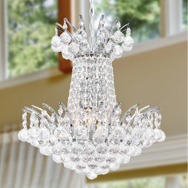 W83053C16 Empire 4 light Chrome Finish with Clear Crystal Chandelier