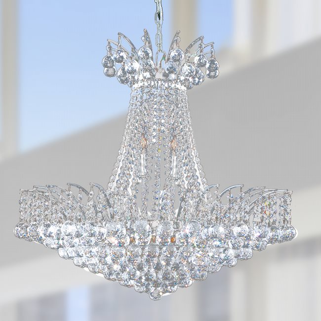 W83053C24 Empire 11 Light Chrome Finish and Clear Crystal Chandelier