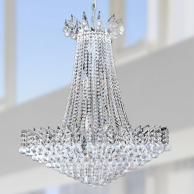 W83053C29 Empire 16 Light Chrome Finish and Clear Crystal Chandelier