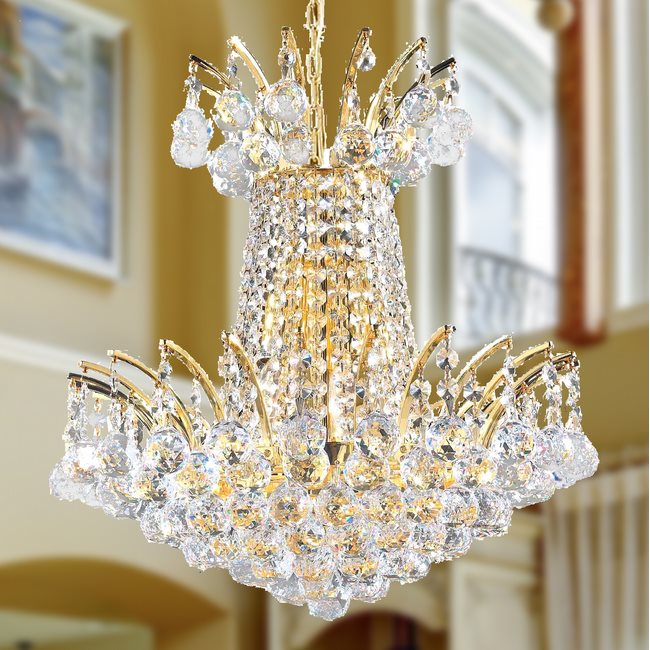 W83053G16 Empire 4 Light Gold Finish and Clear Crystal Chandelier