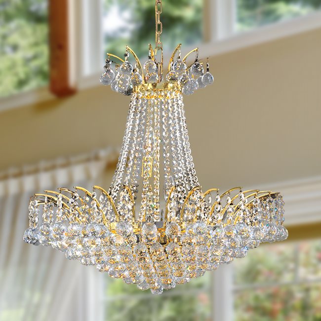 W83053G24 Empire 11 Light Gold Finish and Clear Crystal Chandelier